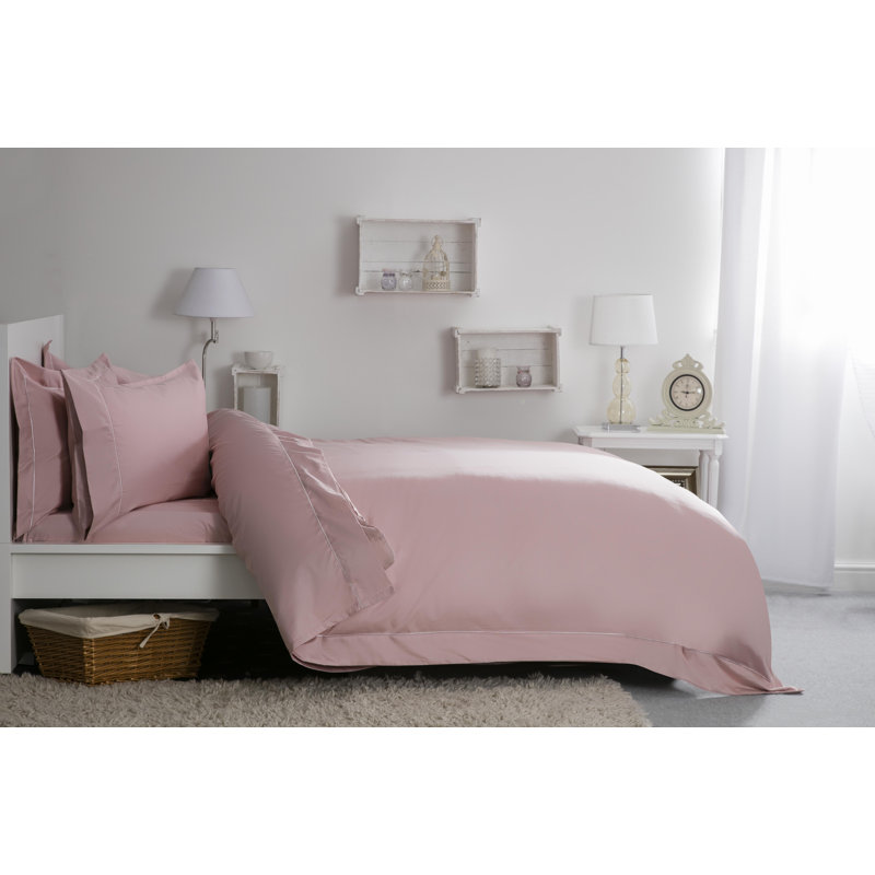 Cotton Solid Colour Duvet Cover Set with Pillowcases, Single Duvet Cover + 1 Standard Pillowcase, Blush