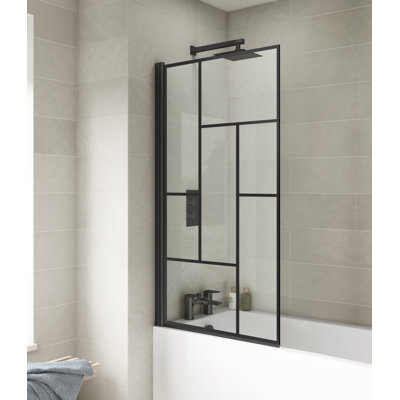 1435 mm H Framed Tub Door with Patterned Glass