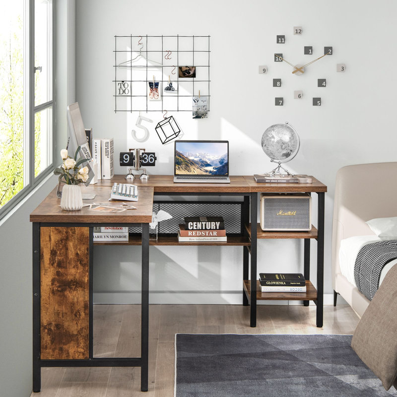 L-Shaped Metal Base Computer Desk