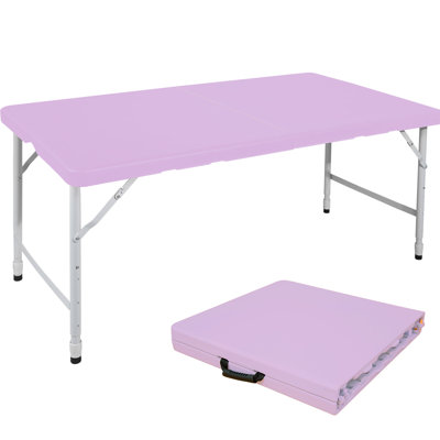 4ft Portable Purple Foldable Table For Indoor & Outdoor, High - Strength Plastic And Steel, Stable With Frame Joints, Compact Folding Size, Suitable Play Tables Outdoor Use, Non Slip Rubber Feet,