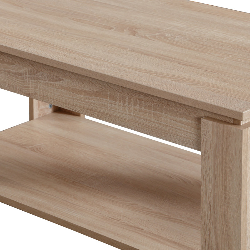 Carrole Four Leg Coffee Table with Storage, Light Oak