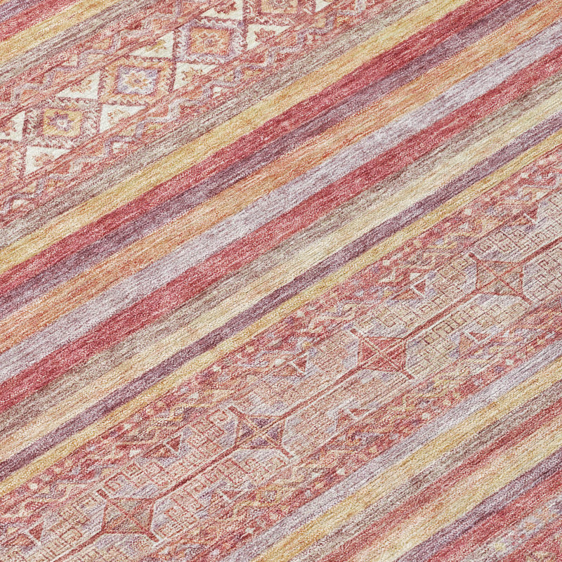Zaraxa Orange Washable Indoor-Outdoor Rug - LOOMLAN, 8' x 8'