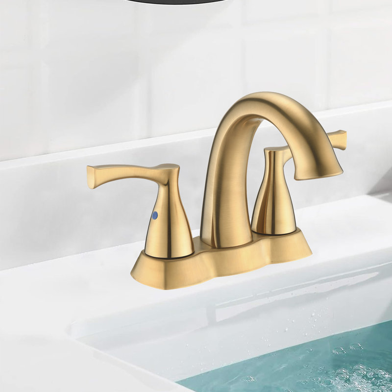 Centerset 2-handle Bathroom Faucet with Drain Assembly, Brushed Gold