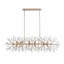 Lustre linéaire de 60 po en or péruvien avec grands cristaux transparents à facettes Ensminger