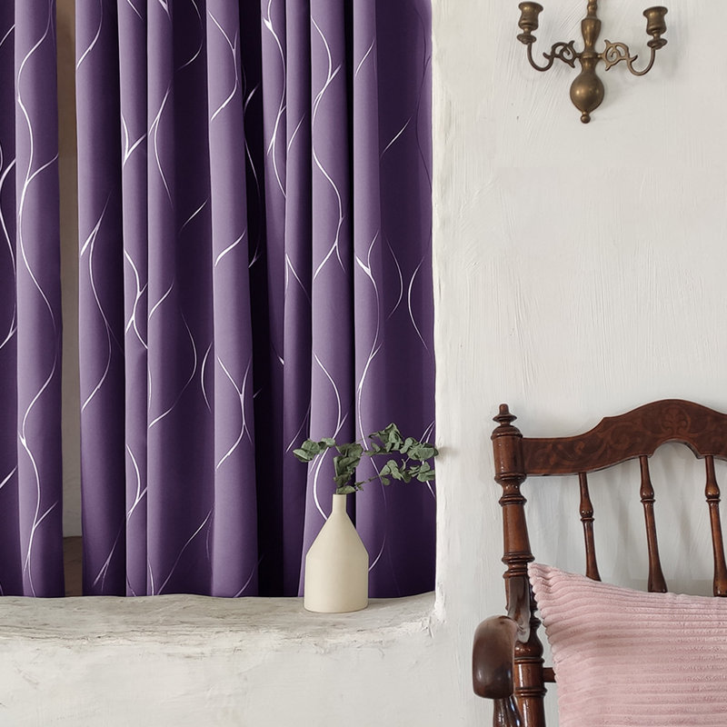 Kellda Thermal Room Darkening Polyester Curtain Panels , Deep Purple, 42" W x 108" L