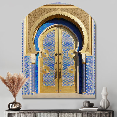 Morroco Palace Golden Doors III - Arch Countryside Metal Wall Art, Asymmetrical Metal Wall Sculpture Print