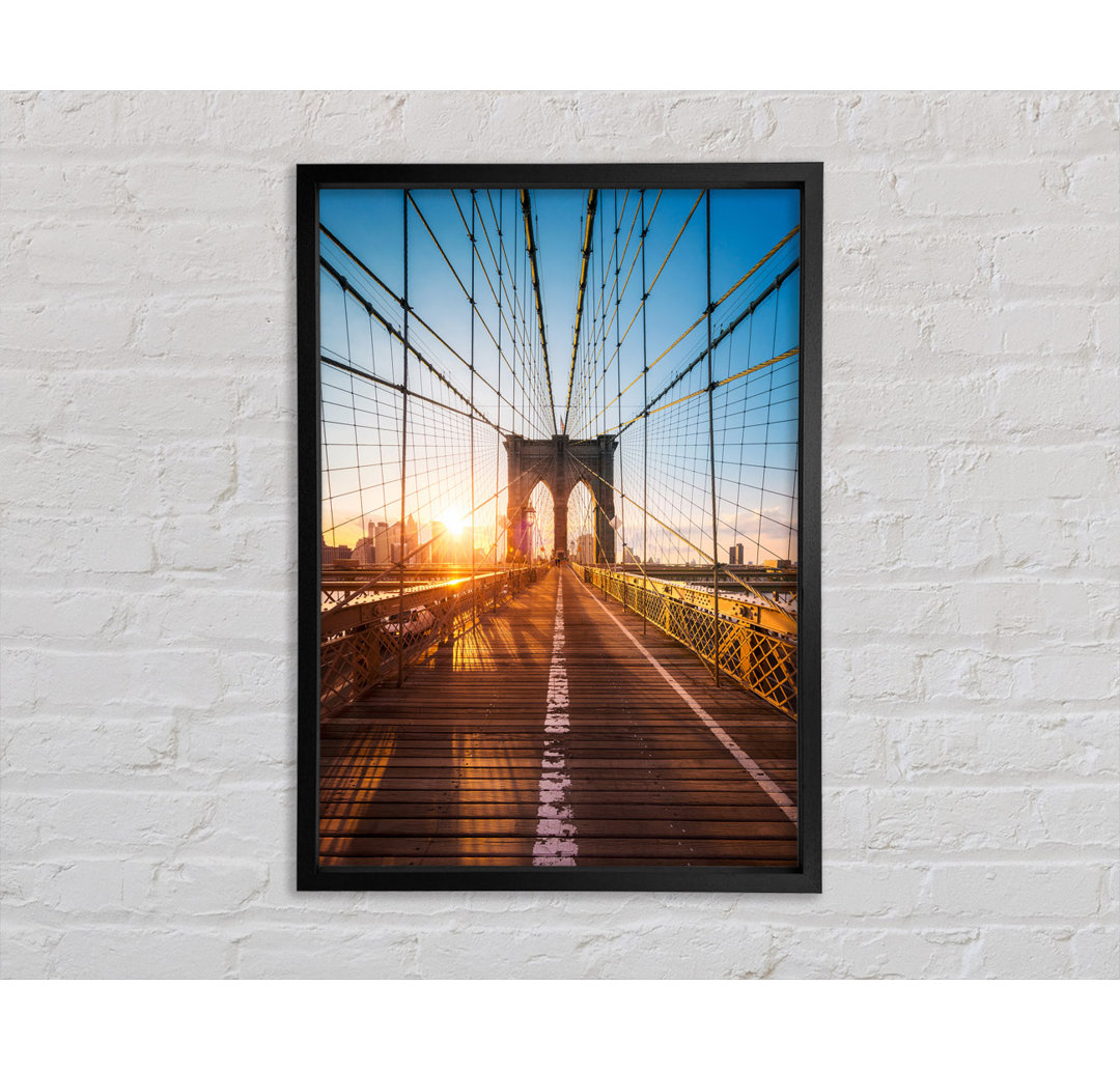 Brooklyn Bridge Sun - Einzelner Bilderrahmen Kunstdrucke auf Leinwand