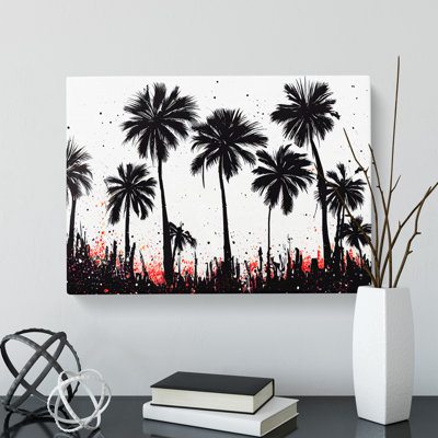 Palm Tree Splatter Abstract - Wrapped Canvas