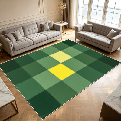 Tapis à carreaux 1pc pour le salon, doux et confortable, convenant à toutes les saisons, facile à entretenir, tapis de sol intérieur lavable à la machine, ferme sous la table convenant à la chambre à coucher, salle à manger, couloir, patio, balcon, .. .