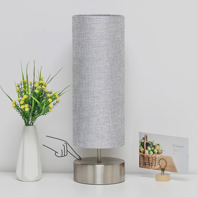 Lampe de table à contrôle tactile, lampe de chevet à intensité variable à 3 voies avec lampe de chevet simple avec abat-jour beige, veilleuse moderne pour le bureau de la chambre à coucher, ampoule DEL 9 W incluse