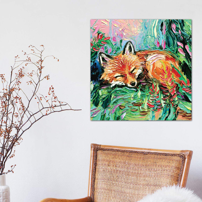 Kit by Aja Trier - Wrapped Canvas Painting, 45.72 cm H x 45.72 cm W x 3.175 cm D