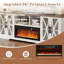 Farmhouse Detachable Fireplace TV Stand, White & Wood, 237x49x83cm, MDF/Glass, Living, Media Room-355706293
