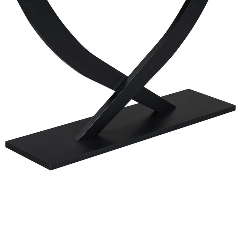 Modern Console Table With Cross-Leg Design And Ample Surface Space, Black