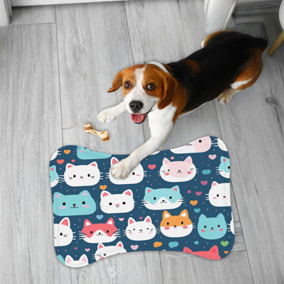 Adorable Kitty Art - 1 Piece Bone Shape Feeding Mat