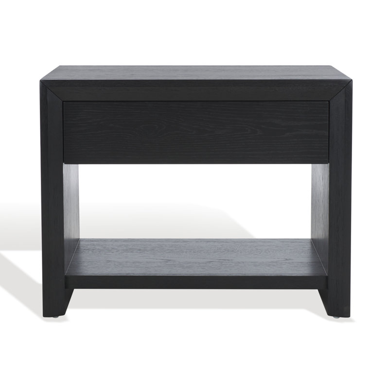 Darnell Wood 1 Drawer Nightstand, Black