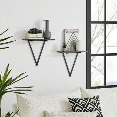 Clydean Floating Reversible Triangle Wall Shelves