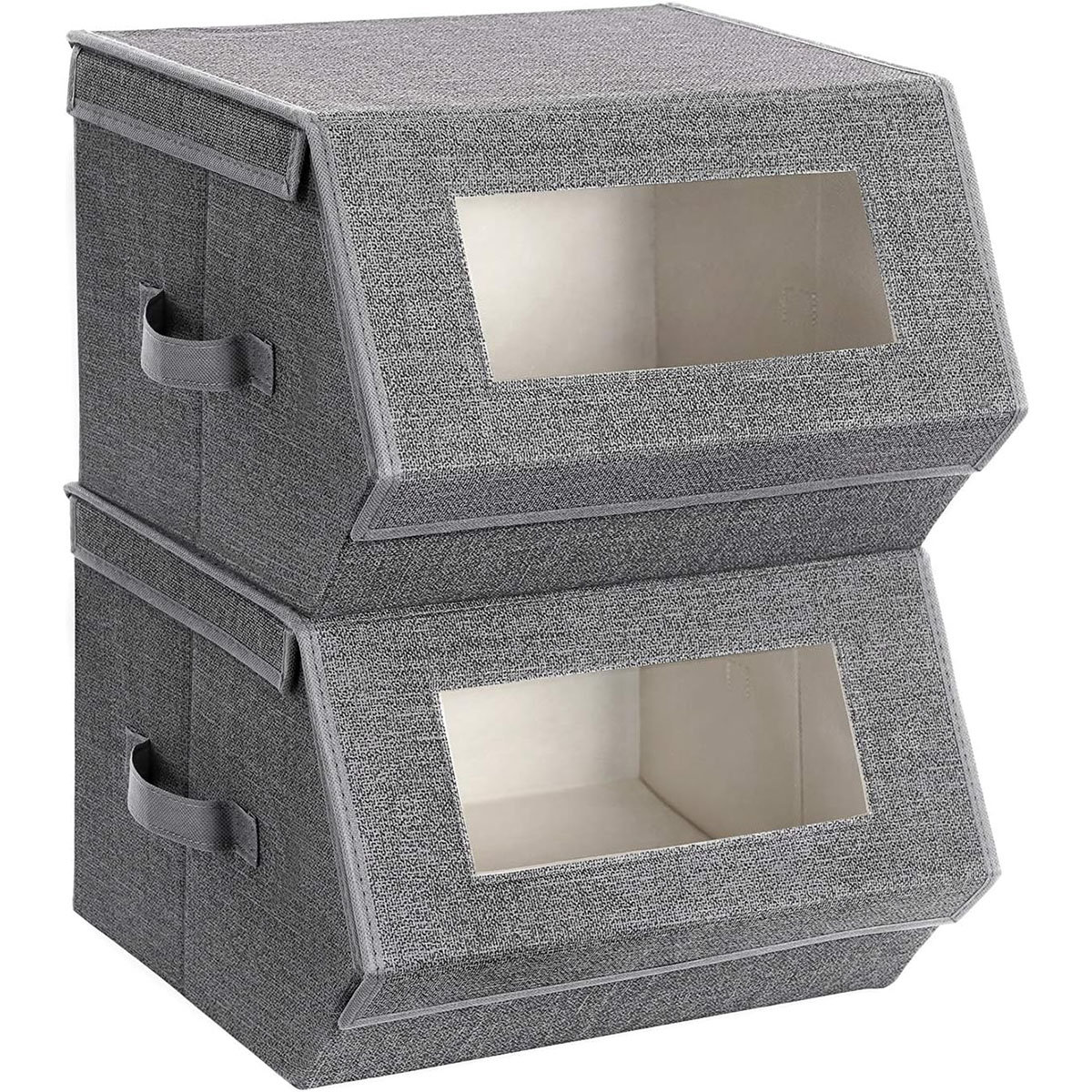 Latitude Run® Stackable Storage Bins Set Of 2, Storage Boxes With Lids ...