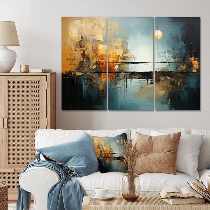 «Teal Orange Bold Energy I», ensemble de reproductions d'art sur toile, H 28 po x l 36 po x P 1 po
