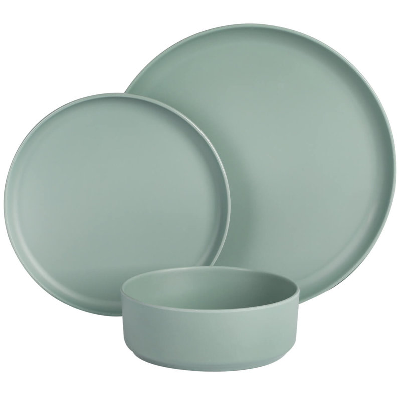 Service de table en mélamine 12 pièces Gibson Home Canyon Crest, Vert