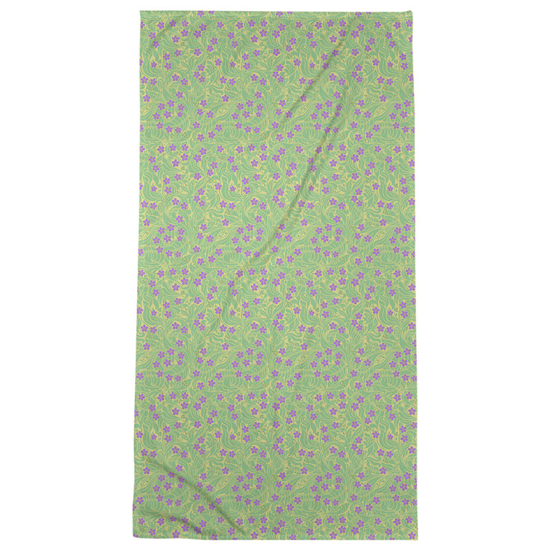 Serviette de bain florale swirly, Jaune, vert et mauve