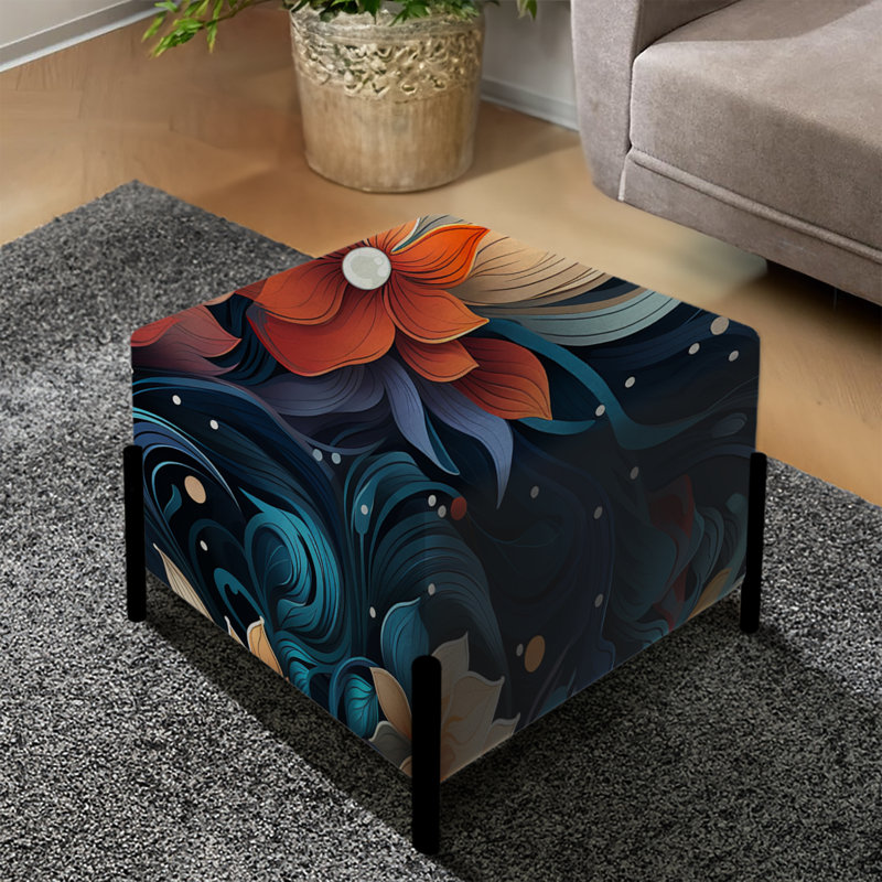 Mindful Aw Awed Mediation - Repose-pieds carré floral