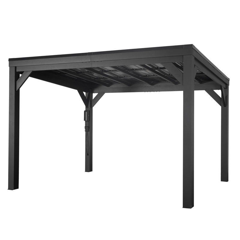 Backyard Discovery Stonebridge Heavy-Duty Galvanised Steel Outdoor Patio Gazebo with Powerport 3.7m x 2.9m (12ft x 9.5ft)