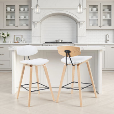 Tabouret de bar ou de comptoir moderne Bilgin Payton avec assise rembourrée et structure en bois
