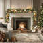 Guirlande de Noël artificielle 6 pi avec lumières, pommes de pin, baies, boules dorées pour porte d'entrée de foyer d'escalier, or
