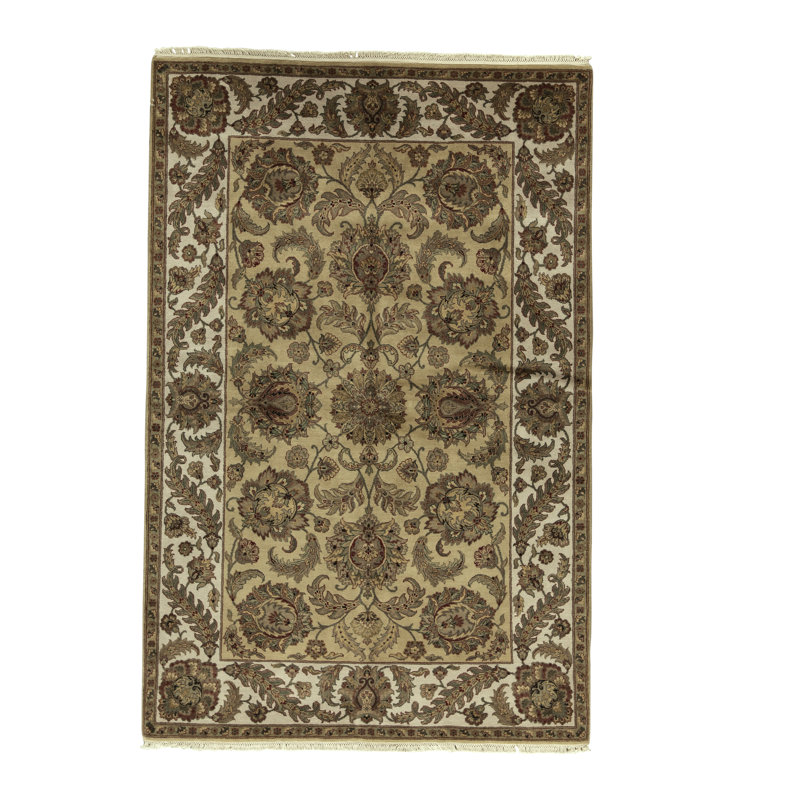 Tapis doré et ivoire de haute qualité noué à la main Trinity