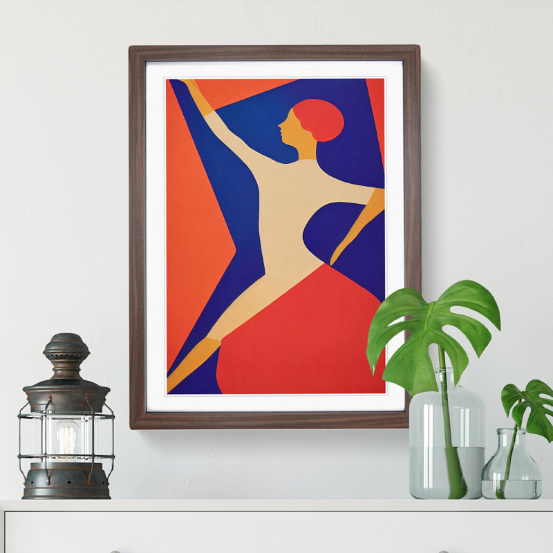 Abstract Ballerina No.5 1 Piece Single Picture Frame Wall Art, 34cm H x 25cm W x 2cm D, Walnut