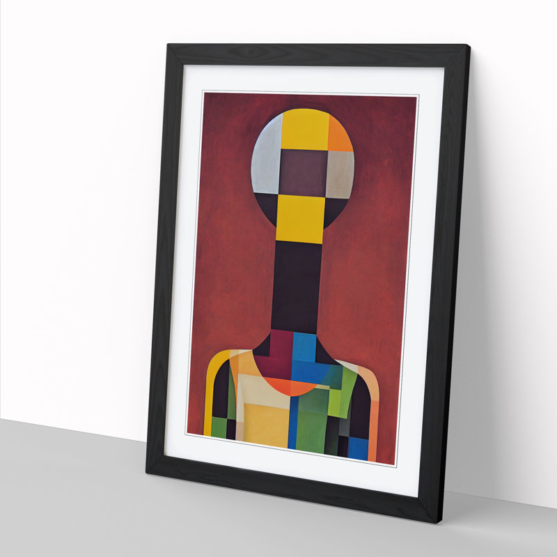 FRM-V0523-23X Abstract Male Portrait 1 Piece Single Picture Frame Wall Art, 64cm H x 46cm W x 2cm D, Walnut Framed
