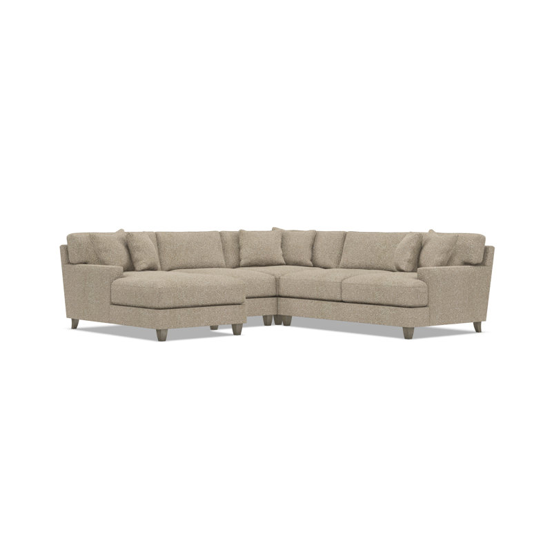 Bernhardt Mila 4-Piece Fabric Sectional, Left Hand Facing, Light Brown Polyester, 33.5" H x 107" W x 107" D