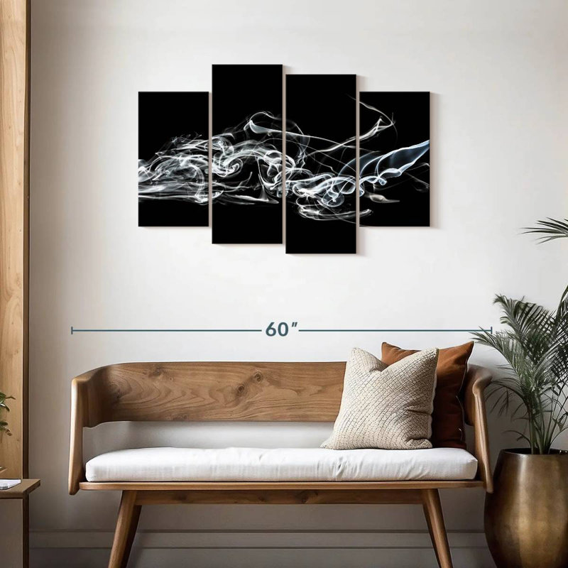 Senne Abstract White Smoke - Shark, 27" H x 43" W