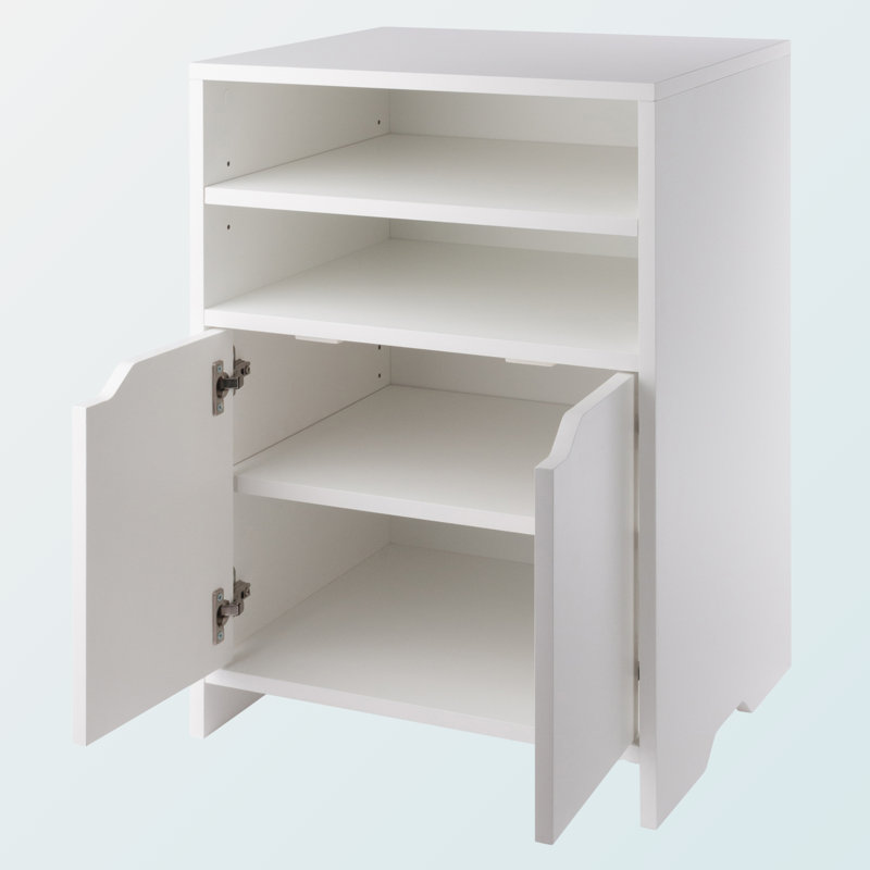 Holtman 4-Open Shelf Storage Cabinet in White Finish, 26'' H X 19.08'' W X 15.70'' D, White