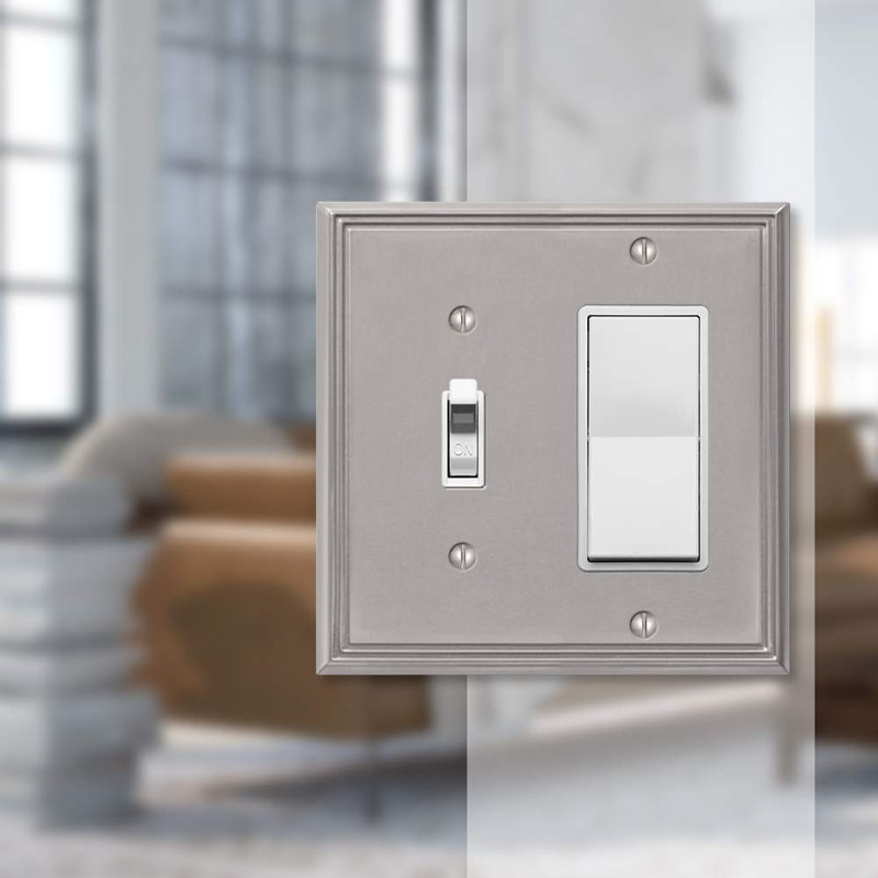 Amerelle Metro Gray 2 gang Die-Cast Metal Decorator/Toggle Wall Plate 1 pk