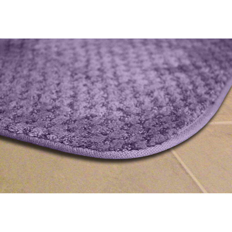 Juliahna Rectangle Non-Slip Striped Bath Rug, Purple, 24" x 40"