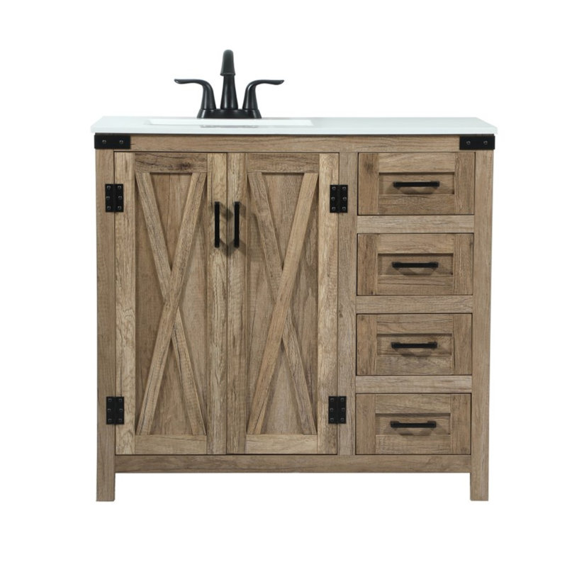Ensemble de meuble-lavabo simple 36 po Slayton, Chêne naturel