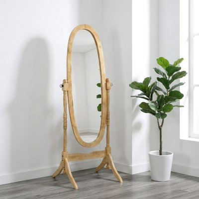 Miroir sur pied 59,25 "de haut" avec cadre en bois, mauve et blanc