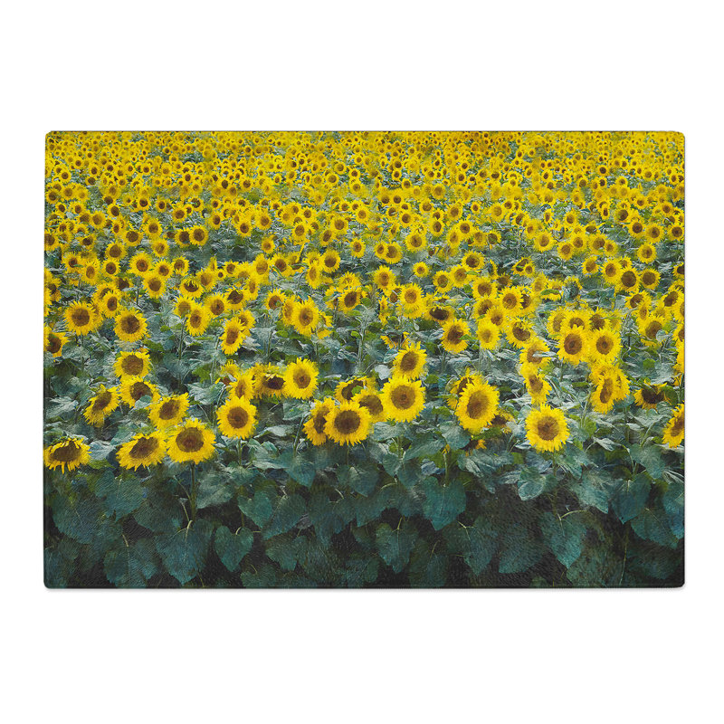 Tempered Glass Field of Yellow Sunflowers Chopping Board, 20 cm x 28.5 cm