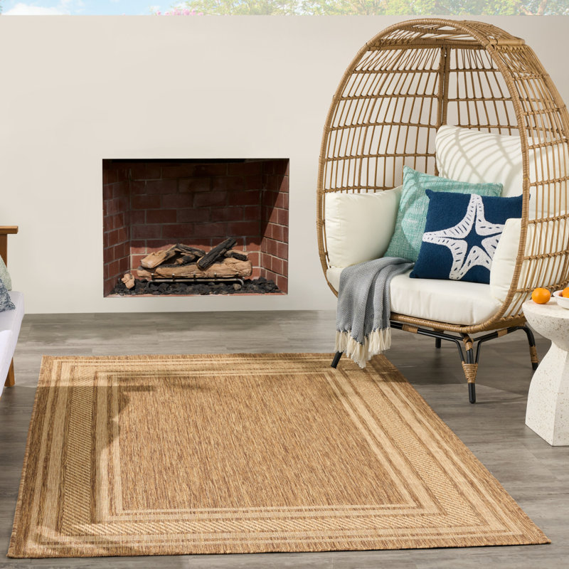 Horizon Indoor/Outdoor Modern Rug, Rectangle 5' x 7', Natural