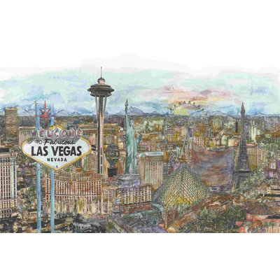 " Vegas Skyline In Color " by Melissa Wang Painting Print
