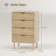 Commode de chambre à coucher, commode 4 tiroirs avec panneaux cannelés, chêne