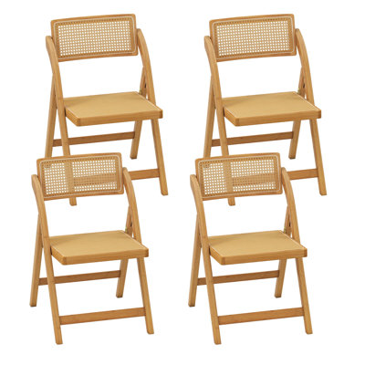 Ensemble de 4 chaises pliantes en rotin et canne avec dossiers rotatifs d'une capacité de 330 lb