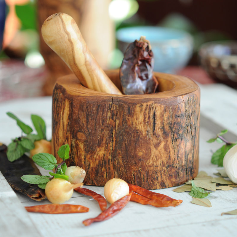Wood Mortar And Pestle Set