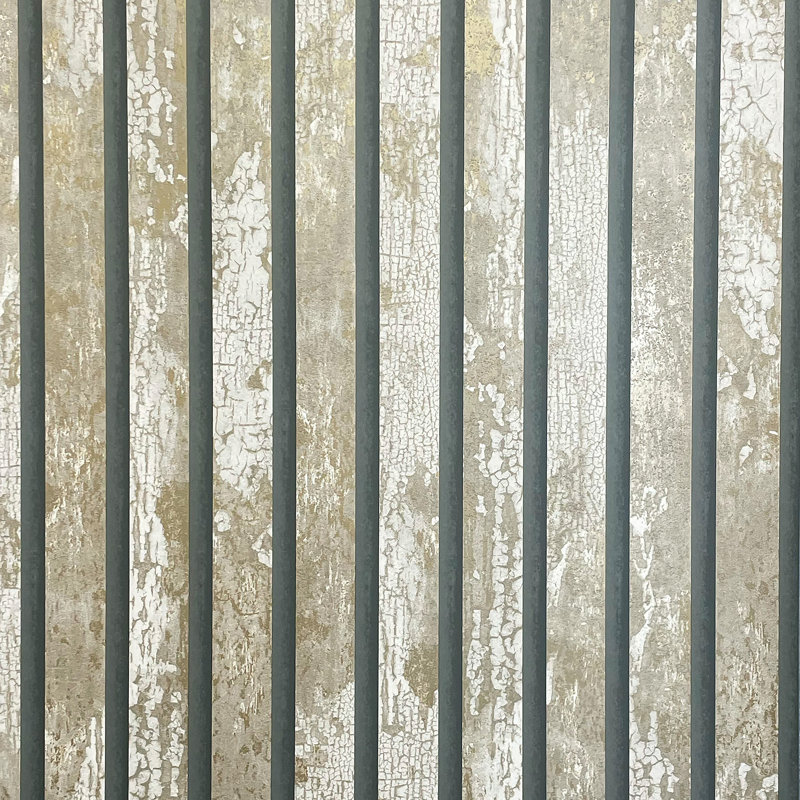 Carbon Oxidised Wood Panel Effect Wallpaper, Natural