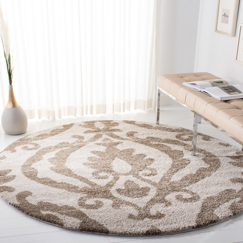 Tapis oriental à poils longs Blaris, Rond 6 pi 7 po