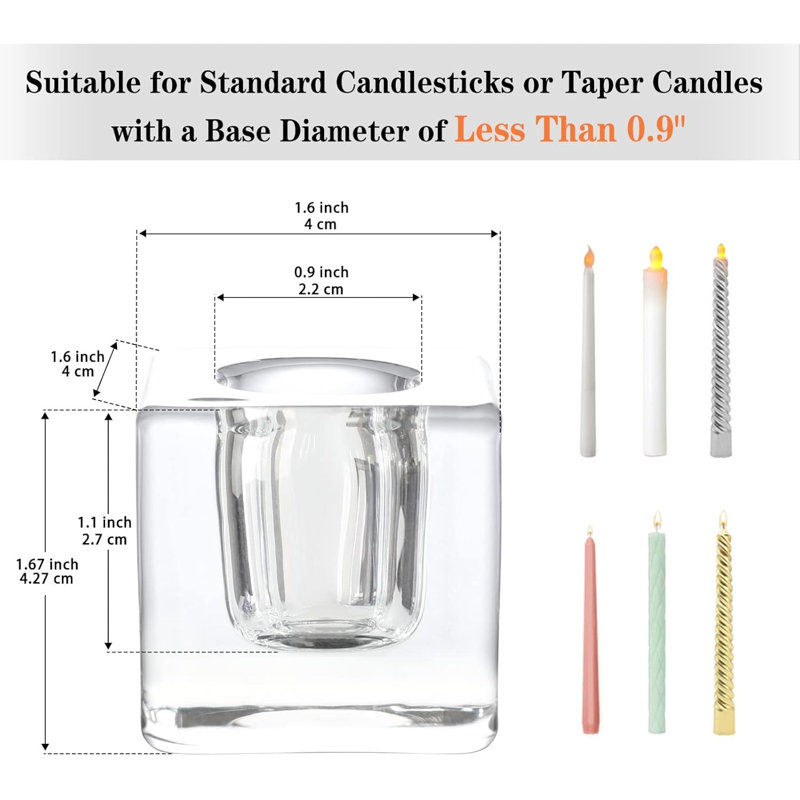 Paquet de 6 porte-bougies effilés en verre transparent pour la décoration de table