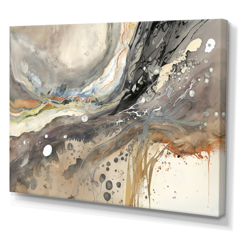 Subtile sérénité, gris, aquarelle, vagues, Toile tendue, H 34 po x l 44 po x P 1,5 po