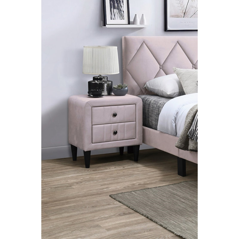 Table de chevet en bois avec 2 tiroirs