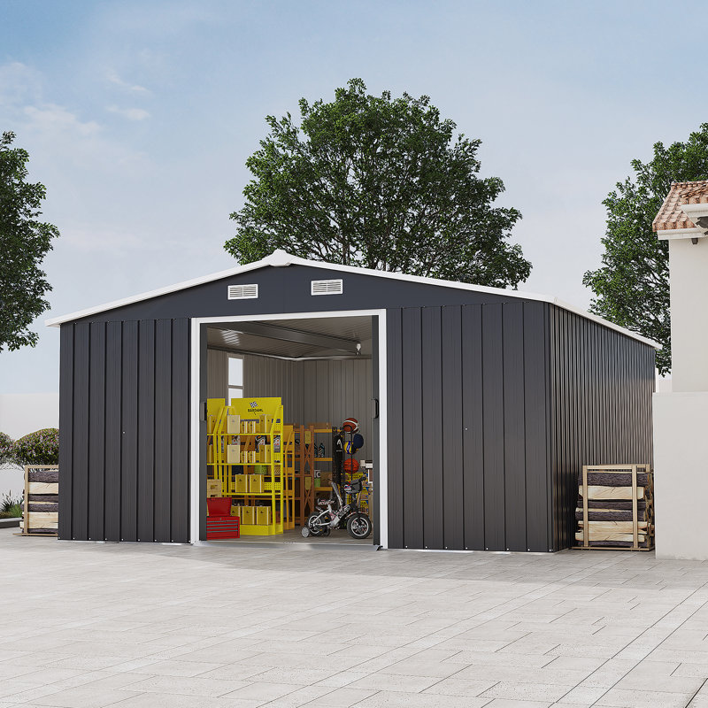Remise de rangement extérieure avec deux fenêtres, Gris foncé